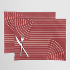 Minimal Line Curvature LXXX Ruby Red Mid Century Modern Arch Abstract Placemat Gallery Image 1