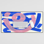 Tribal Pink Blue Fun Colorful Mid Century Modern Abstract Painting Shapes Pattern Desk Mat Gallery Image 1