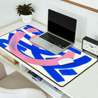 Tribal Pink Blue Fun Colorful Mid Century Modern Abstract Painting Shapes Pattern Desk Mat Gallery Image 2