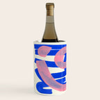 Tribal Pink Blue Fun Colorful Mid Century Modern Abstract Painting Shapes Pattern Wine Chiller Gallery Image 2