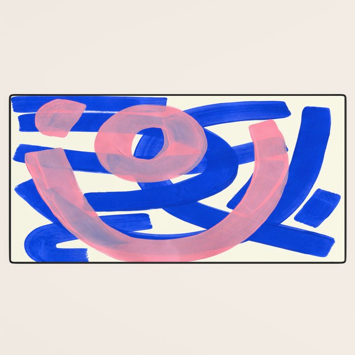 Tribal Pink Blue Fun Colorful Mid Century Modern Abstract Painting Shapes Pattern Desk Mat Gallery Image 3