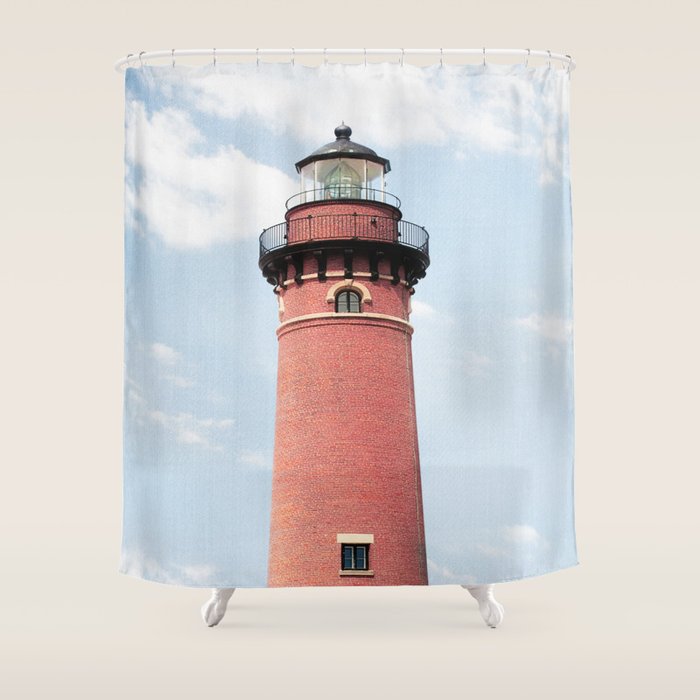 Red Lighthouse Shower Curtain Gallery Image 1
