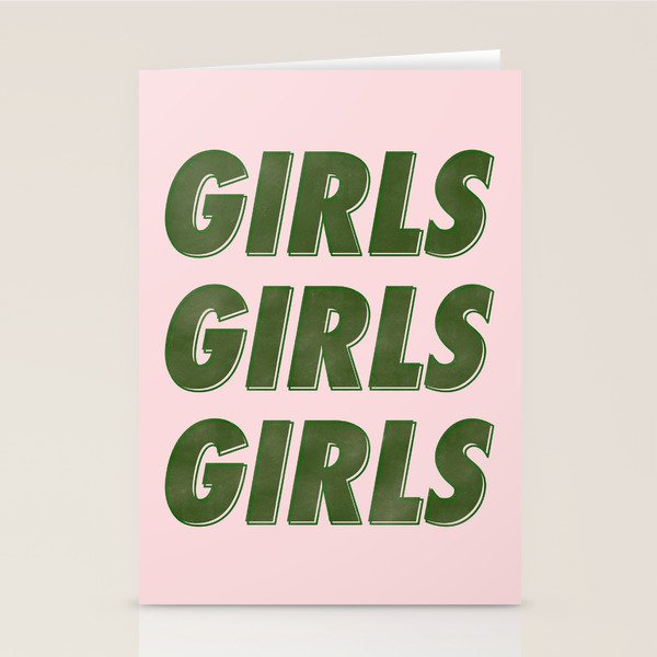 Girls Girls Girls - Green Stationery Card Gallery Image 2