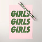 Girls Girls Girls - Green Wrapping Paper Gallery Image 1