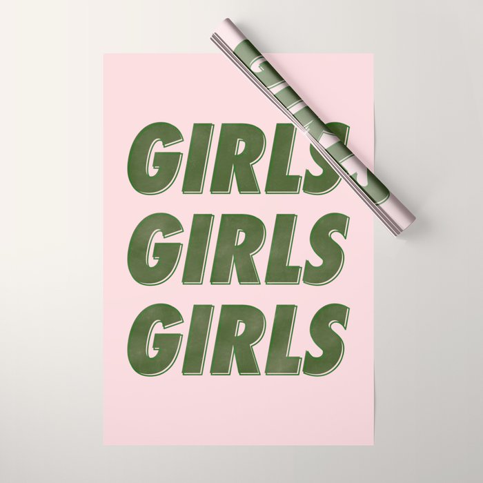Girls Girls Girls - Green Wrapping Paper Gallery Image 1