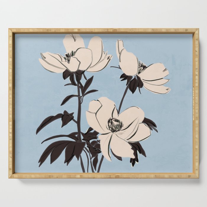Modern Art Flowers 7 Serving Tray Gallery Image 1