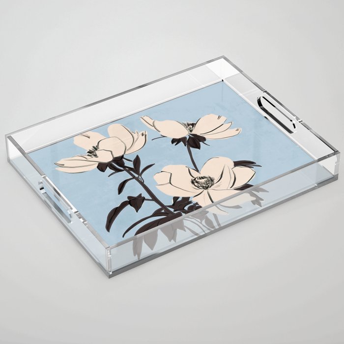 Modern Art Flowers 7 Acrylic Tray Gallery Image 1
