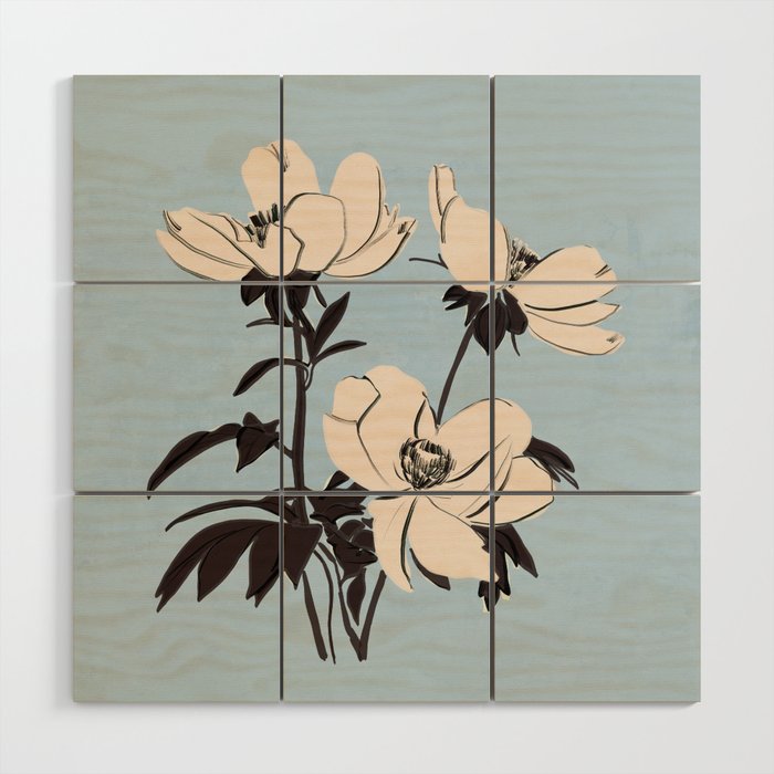 Modern Art Flowers 7 Wood Wall Art Gallery Image 1