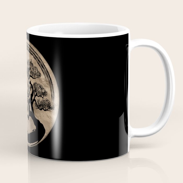 Enso Zen Circle and Bonsai Tree Gold Coffee Mug Gallery Image 1