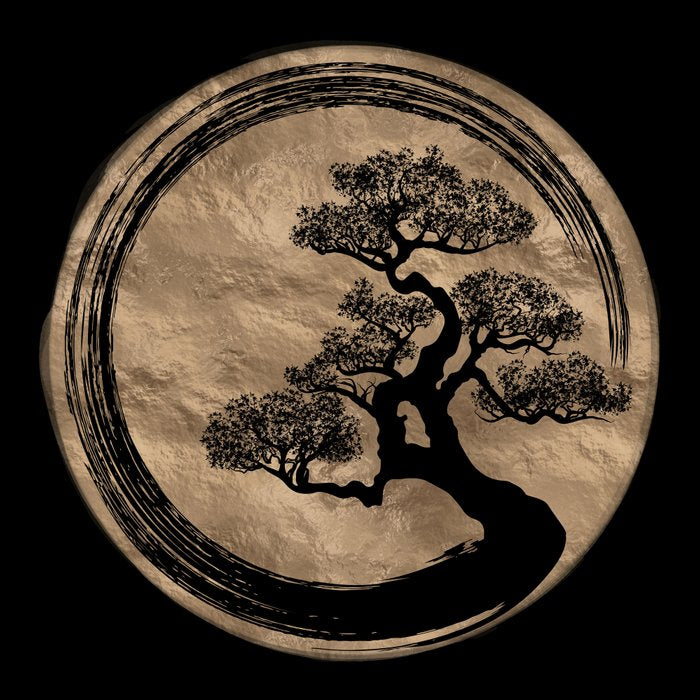 Enso Zen Circle and Bonsai Tree Gold Coffee Mug Gallery Image 2