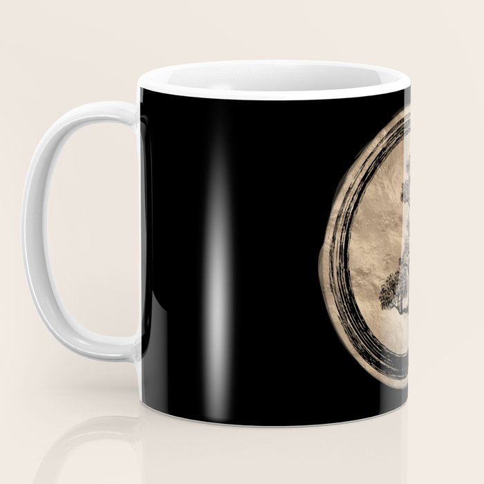 Enso Zen Circle and Bonsai Tree Gold Coffee Mug Gallery Image 3