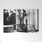 Head over heels stockings and lace high heel female model portrait black and white photograph - photography - photographs Welcome Mat Gallery Image 1
