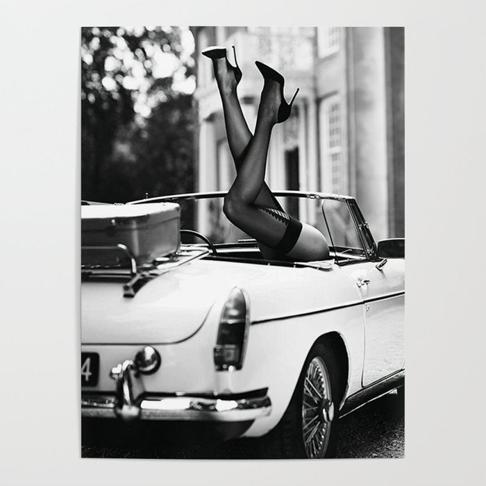 Head over heels stockings and lace high heel female model portrait black and white photograph - photography - photographs Poster Gallery Image 4