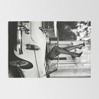 Head over heels stockings and lace high heel female model portrait black and white photograph - photography - photographs Rug Gallery Image 2
