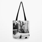 Head over heels stockings and lace high heel female model portrait black and white photograph - photography - photographs Tote Bag Gallery Image 2