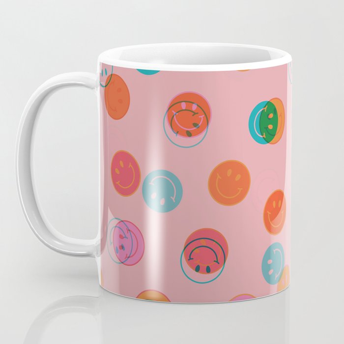 Smiley Face Stamp Print in Pink Coffee Mug Gallery Image 3