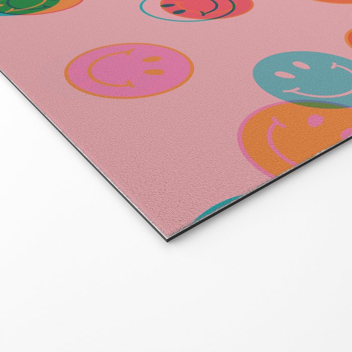 Smiley Face Stamp Print in Pink Welcome Mat Gallery Image 2