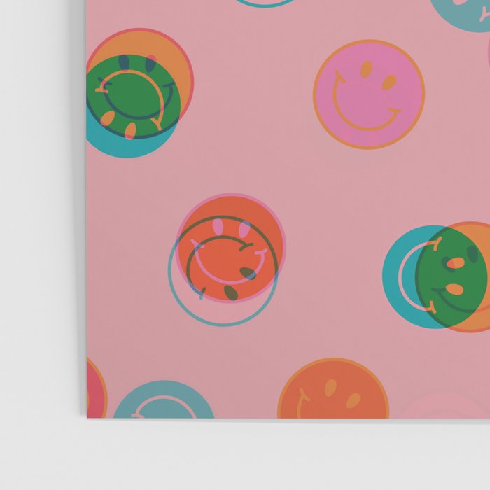 Smiley Face Stamp Print in Pink Poster Gallery Image 3