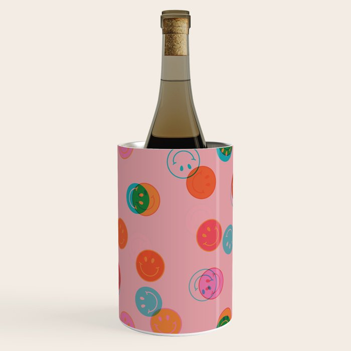 Smiley Face Stamp Print in Pink Wine Chiller Gallery Image 1