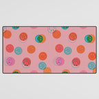 Smiley Face Stamp Print in Pink Desk Mat Gallery Image 3