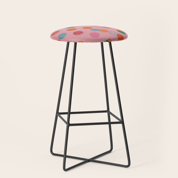 Smiley Face Stamp Print in Pink Stool Gallery Image 1