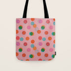 Smiley Face Stamp Print in Pink Tote Bag Gallery Image 1