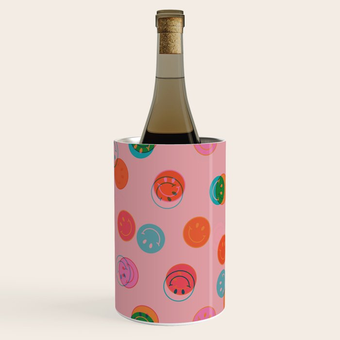 Smiley Face Stamp Print in Pink Wine Chiller Gallery Image 3