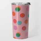 Smiley Face Stamp Print in Pink Travel Mug Gallery Image 2