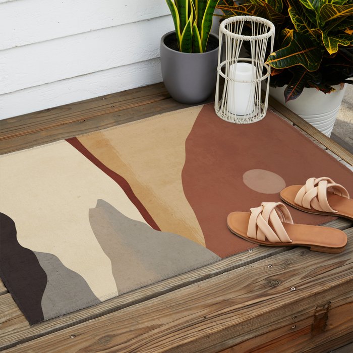 Minimal Art Landscape 10 Outdoor Rug Gallery Image 2