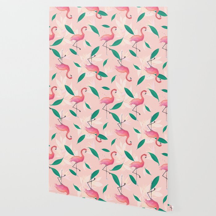Pink flamingo tropical pattern Wallpaper Gallery Image 2