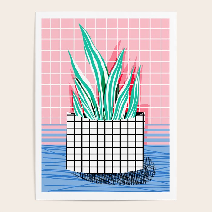 Glam - pop art memphis neon house plants throwback retro 80s style cool brooklyn style minimalism Poster Gallery Image 4