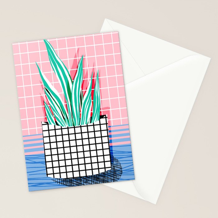 Glam - pop art memphis neon house plants throwback retro 80s style cool brooklyn style minimalism Stationery Card Gallery Image 2