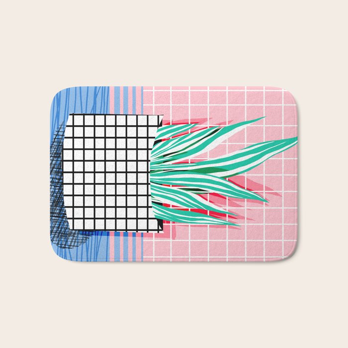 Glam - pop art memphis neon house plants throwback retro 80s style cool brooklyn style minimalism Bath Mat Gallery Image 1
