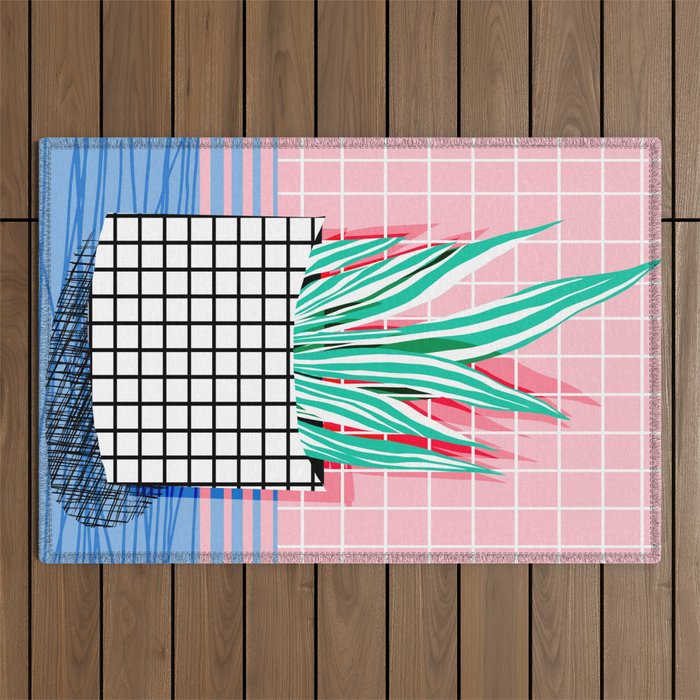 Glam - pop art memphis neon house plants throwback retro 80s style cool brooklyn style minimalism Outdoor Rug Gallery Image 1
