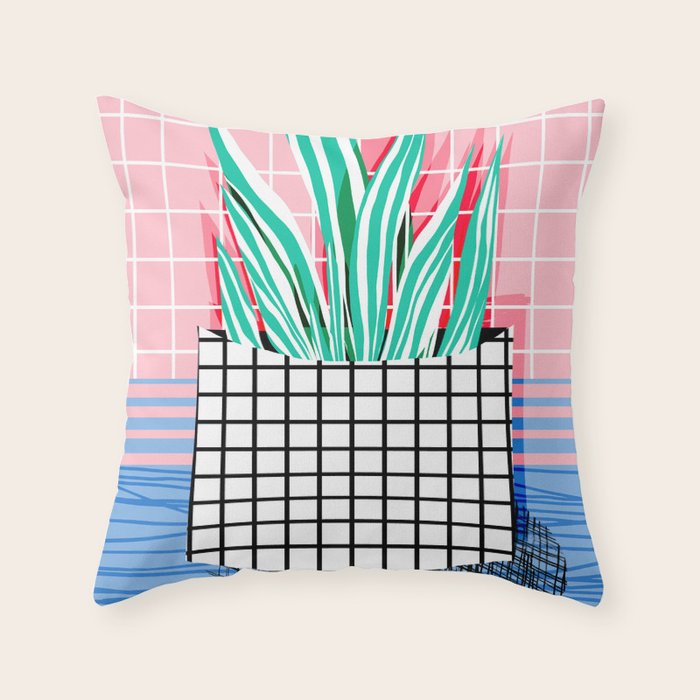 Glam - pop art memphis neon house plants throwback retro 80s style cool brooklyn style minimalism Throw Pillow Gallery Image 1