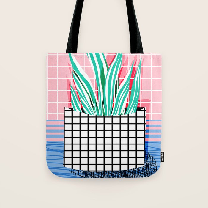 Glam - pop art memphis neon house plants throwback retro 80s style cool brooklyn style minimalism Tote Bag Gallery Image 1