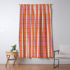 Retro Picnic Irregular Striped Watercolor Pattern in Thulian Pink and Orange Window Curtain Gallery Image 5