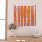 Retro Picnic Irregular Striped Watercolor Pattern in Thulian Pink and Orange Wall Tapestry Gallery Image 2