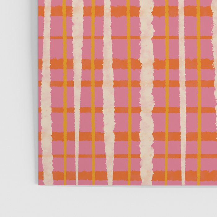 Retro Picnic Irregular Striped Watercolor Pattern in Thulian Pink and Orange Poster Gallery Image 3