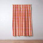 Retro Picnic Irregular Striped Watercolor Pattern in Thulian Pink and Orange Window Curtain Gallery Image 3