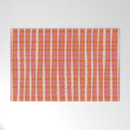 Retro Picnic Irregular Striped Watercolor Pattern in Thulian Pink and Orange Welcome Mat Gallery Image 1