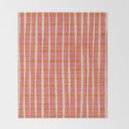 Retro Picnic Irregular Striped Watercolor Pattern in Thulian Pink and Orange Throw Blanket Gallery Image 2