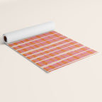 Retro Picnic Irregular Striped Watercolor Pattern in Thulian Pink and Orange Yoga Mat Gallery Image 2