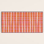 Retro Picnic Irregular Striped Watercolor Pattern in Thulian Pink and Orange Desk Mat Gallery Image 3