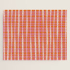 Retro Picnic Irregular Striped Watercolor Pattern in Thulian Pink and Orange Jigsaw Puzzle Gallery Image 1