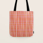 Retro Picnic Irregular Striped Watercolor Pattern in Thulian Pink and Orange Tote Bag Gallery Image 1