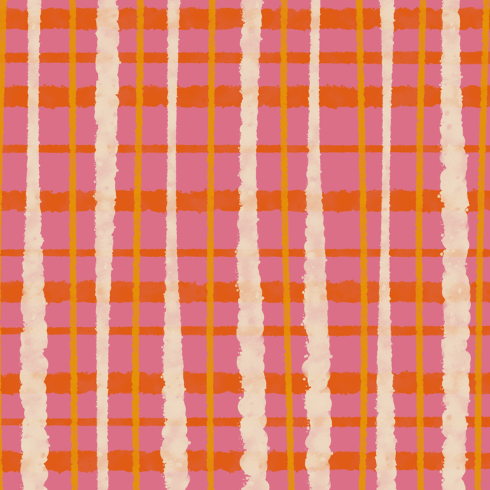 Retro Picnic Irregular Striped Watercolor Pattern in Thulian Pink and Orange Coffee Mug Gallery Image 2
