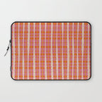 Retro Picnic Irregular Striped Watercolor Pattern in Thulian Pink and Orange Laptop Sleeve Gallery Image 1