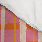Retro Picnic Irregular Striped Watercolor Pattern in Thulian Pink and Orange Comforter Gallery Image 4