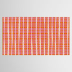 Retro Picnic Irregular Striped Watercolor Pattern in Thulian Pink and Orange Tablecloth Gallery Image 2